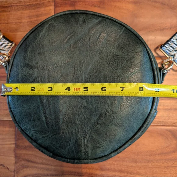 Round Crossbody Bag with Patterned Strap - Picture 3 of 7